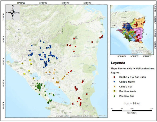 Distribución de las meliponiculturas
en Nicaragua
