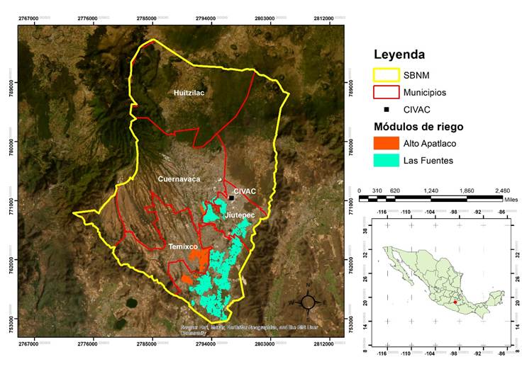 Ubicación del Sistema de Barrancas del Norponiente de Morelos