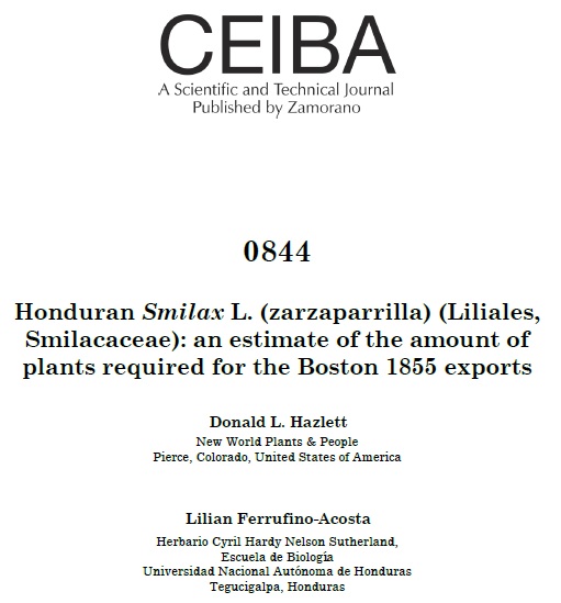 					Ver Núm. 0844 (2019): Honduran Smilax L. (zarzaparrilla) (Liliales, Smilacaceae): an estimate of the amount of plants required for the Boston 1855 exports
				